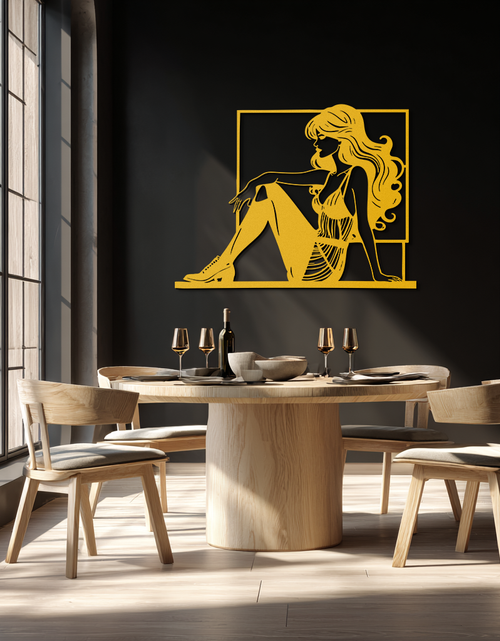 Load image into Gallery viewer, Elegant Woman Silhouette Metal Wall Art – Modern Black Feminine Home Decor- KAF511