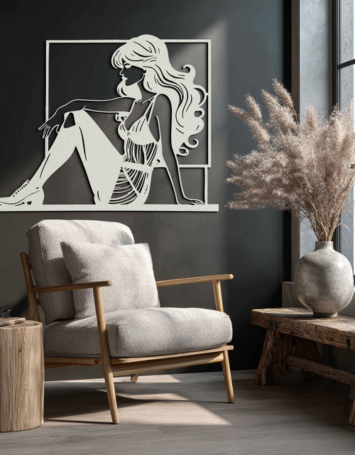 Load image into Gallery viewer, Elegant Woman Silhouette Metal Wall Art – Modern Black Feminine Home Decor- KAF511