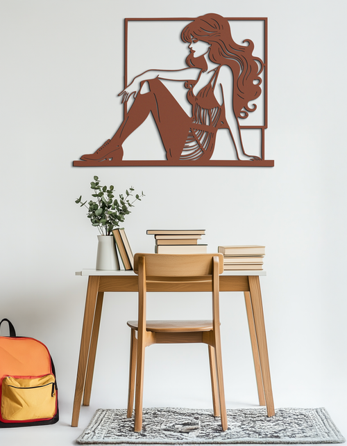 Load image into Gallery viewer, Elegant Woman Silhouette Metal Wall Art – Modern Black Feminine Home Decor- KAF511