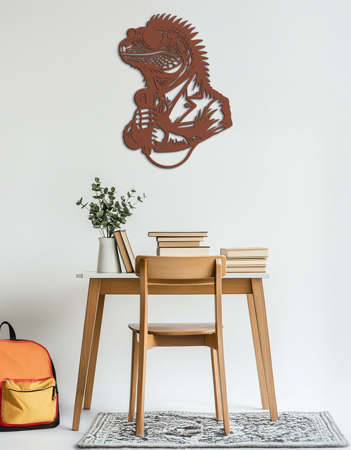 Load image into Gallery viewer, Cool Lizard Metal Wall Art – Unique Reptile Selfie Decor for Home and Office- KAF512