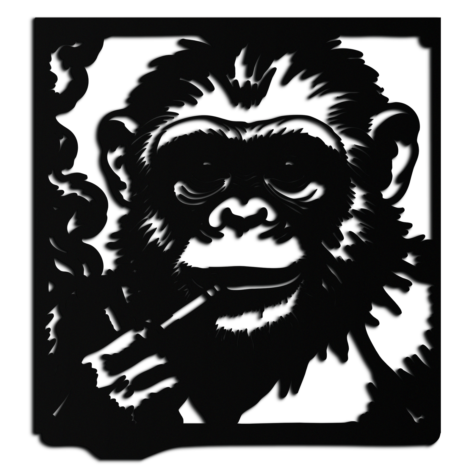 Smoking Chimpanzee Metal Wall Art – Cool Monkey Black Metal Wall Decor for Home- KAF513