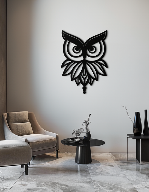 Load image into Gallery viewer, Owl Silhouette Metal Wall Art – Black Steel Bird Wall Decor for Modern Homes- KAF517