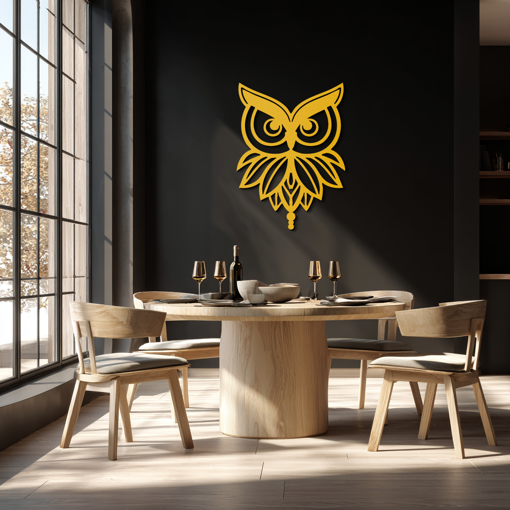 Owl Silhouette Metal Wall Art – Black Steel Bird Wall Decor for Modern Homes- KAF517