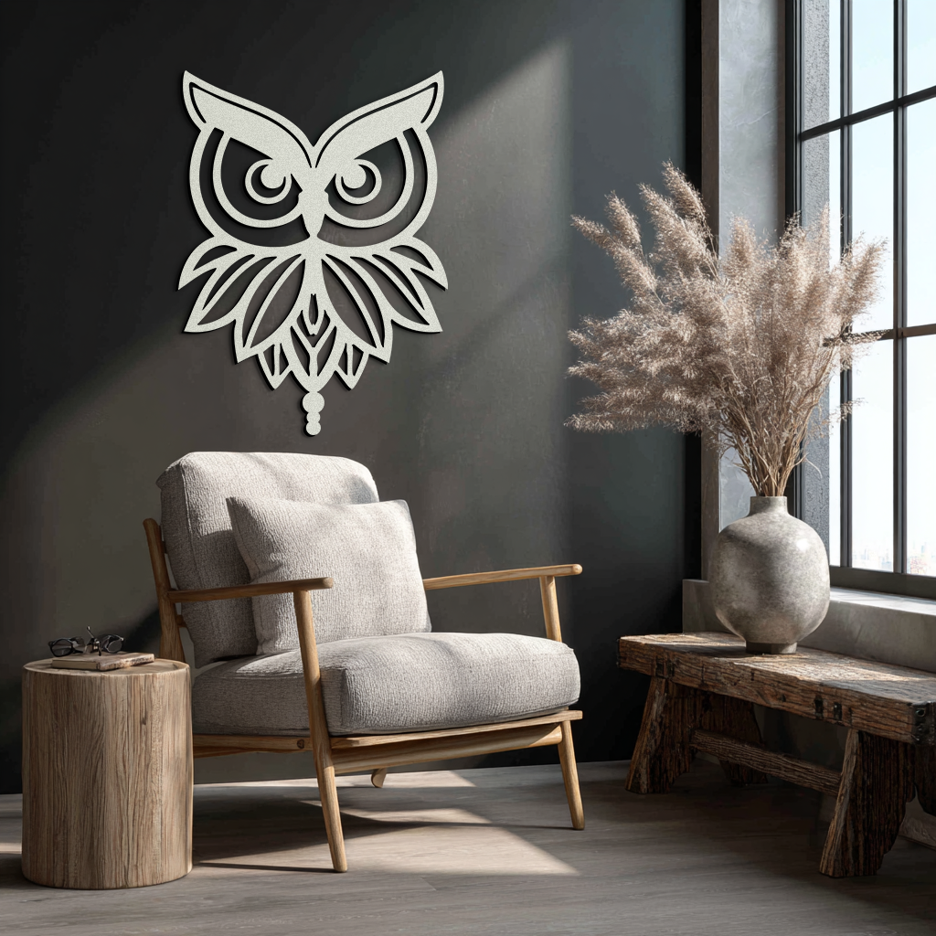 Owl Silhouette Metal Wall Art – Black Steel Bird Wall Decor for Modern Homes- KAF517