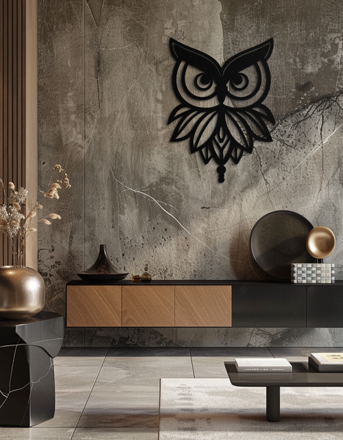 Load image into Gallery viewer, Owl Silhouette Metal Wall Art – Black Steel Bird Wall Decor for Modern Homes- KAF517