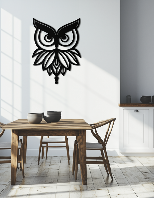 Load image into Gallery viewer, Owl Silhouette Metal Wall Art – Black Steel Bird Wall Decor for Modern Homes- KAF517