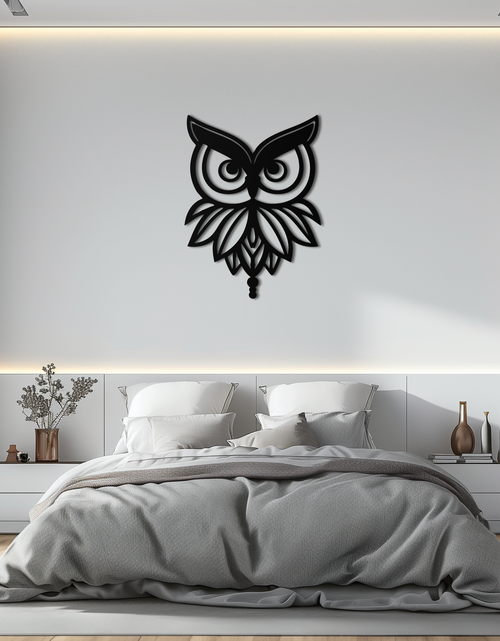 Load image into Gallery viewer, Owl Silhouette Metal Wall Art – Black Steel Bird Wall Decor for Modern Homes- KAF517