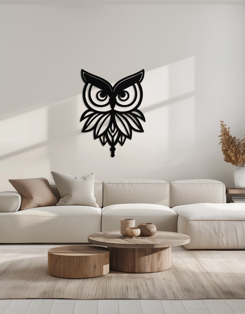 Load image into Gallery viewer, Owl Silhouette Metal Wall Art – Black Steel Bird Wall Decor for Modern Homes- KAF517