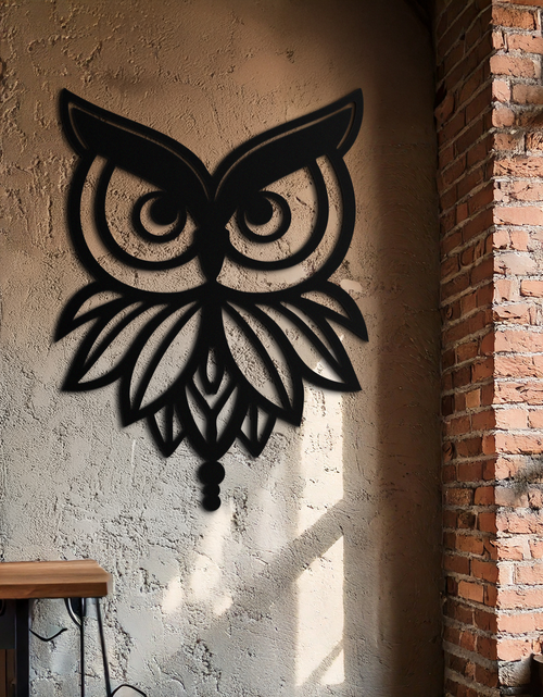 Load image into Gallery viewer, Owl Silhouette Metal Wall Art – Black Steel Bird Wall Decor for Modern Homes- KAF517