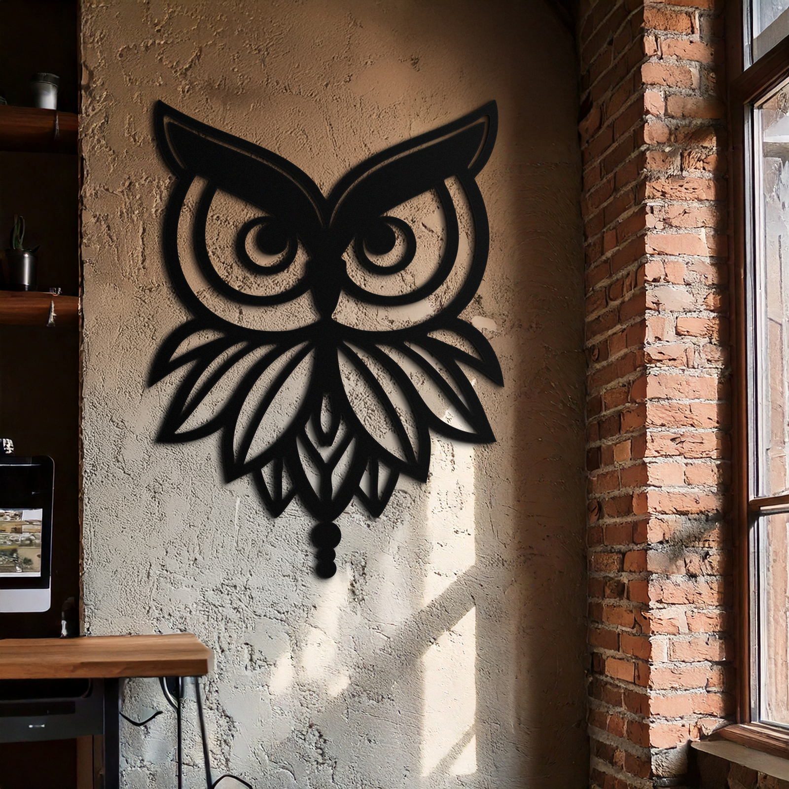 Owl Silhouette Metal Wall Art – Black Steel Bird Wall Decor for Modern Homes- KAF517