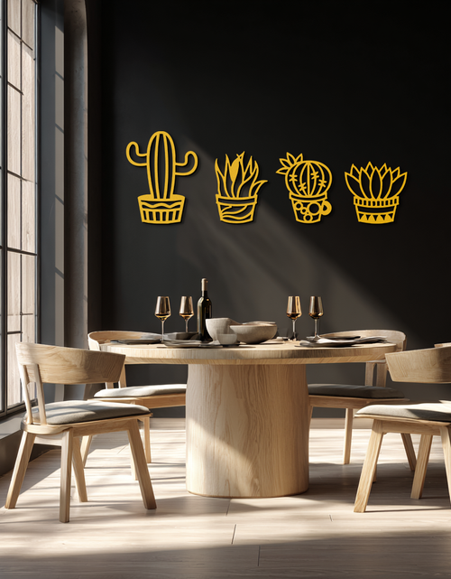 Load image into Gallery viewer, Cactus Silhouette Metal Wall Art – Modern Black Botanical Garden Decor- KAF520