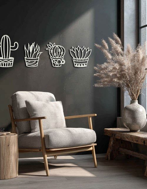 Load image into Gallery viewer, Cactus Silhouette Metal Wall Art – Modern Black Botanical Garden Decor- KAF520