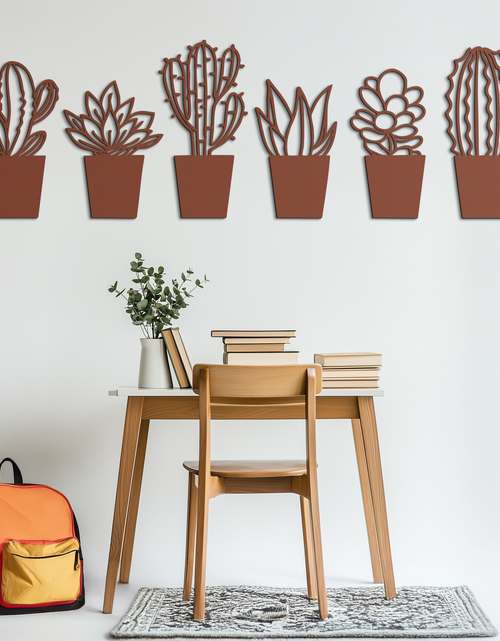 Load image into Gallery viewer, Cactus Succulent Plant Metal Wall Art – Modern Black Botanical Home Decor- KAF521