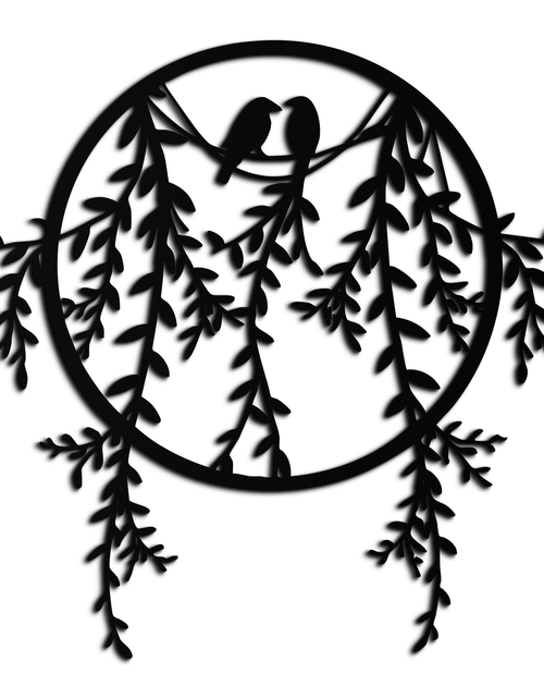 Load image into Gallery viewer, Love Birds Metal Wall Art – Romantic Nature Inspired Black Metal Decor- KAF523