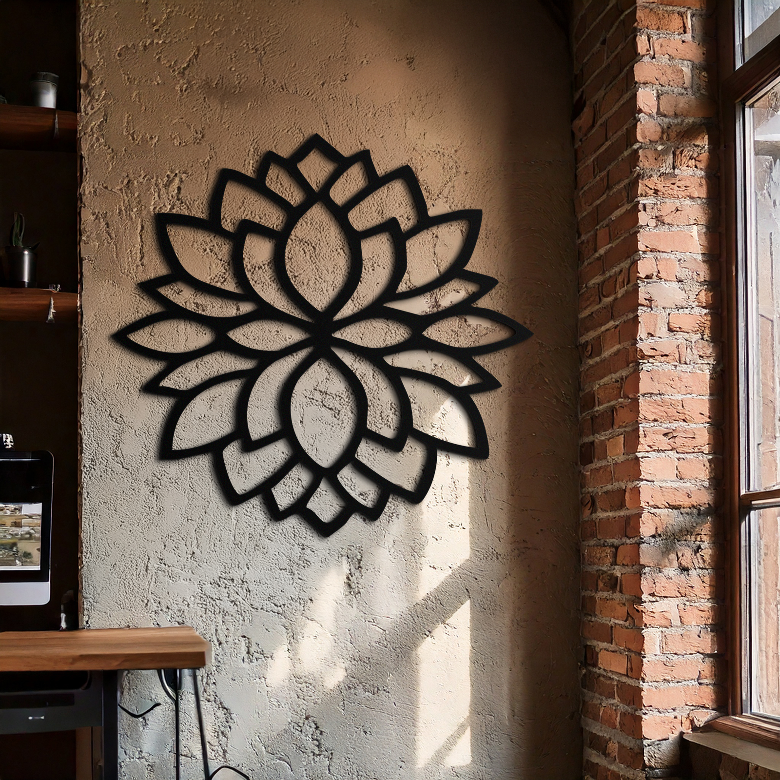 Lotus Flower Silhouette Metal Wall Art – Elegant Black Zen Decor for Home or Office- KAF525