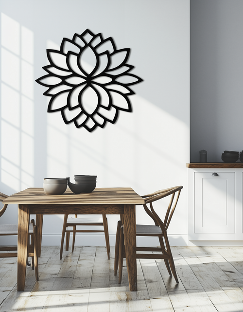 Load image into Gallery viewer, Lotus Flower Silhouette Metal Wall Art – Elegant Black Zen Decor for Home or Office- KAF525