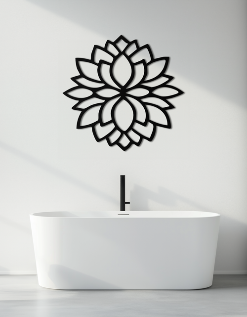 Load image into Gallery viewer, Lotus Flower Silhouette Metal Wall Art – Elegant Black Zen Decor for Home or Office- KAF525