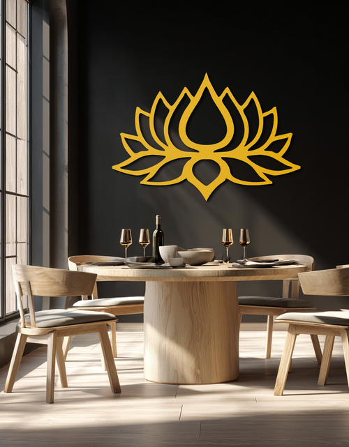 Load image into Gallery viewer, Lotus Flower Silhouette Metal Wall Art – Modern Black Floral Home Decor- KAF526