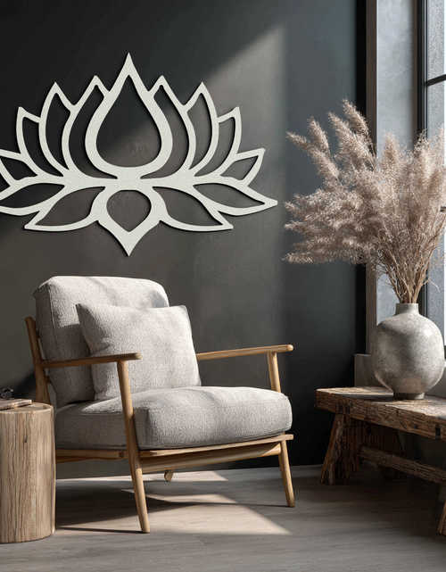 Load image into Gallery viewer, Lotus Flower Silhouette Metal Wall Art – Modern Black Floral Home Decor- KAF526