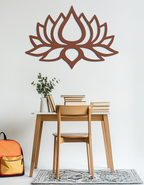 Load image into Gallery viewer, Lotus Flower Silhouette Metal Wall Art – Modern Black Floral Home Decor- KAF526