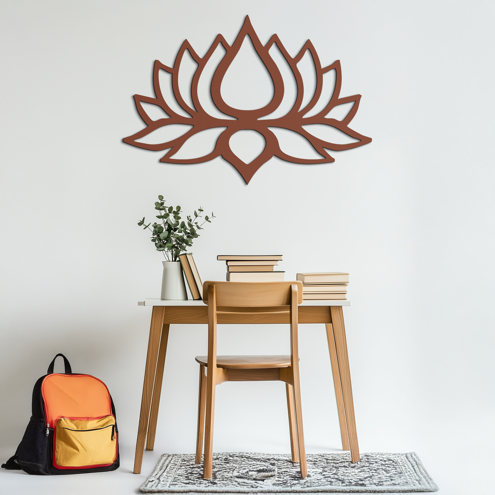 Lotus Flower Silhouette Metal Wall Art – Modern Black Floral Home Decor- KAF526