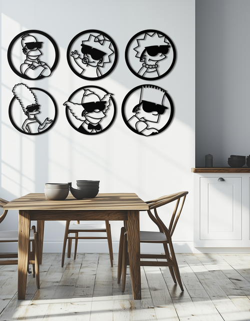 Load image into Gallery viewer, Cartoon Family Silhouette Metal Wall Art – Fun Black Modern Home Decor- KAF528