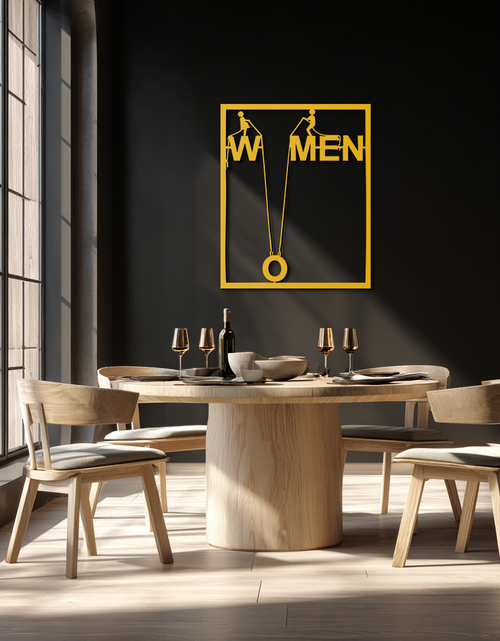 Load image into Gallery viewer, Minimalist "Women" Typography Metal Wall Art – Modern Black Statement Piece- KAF529