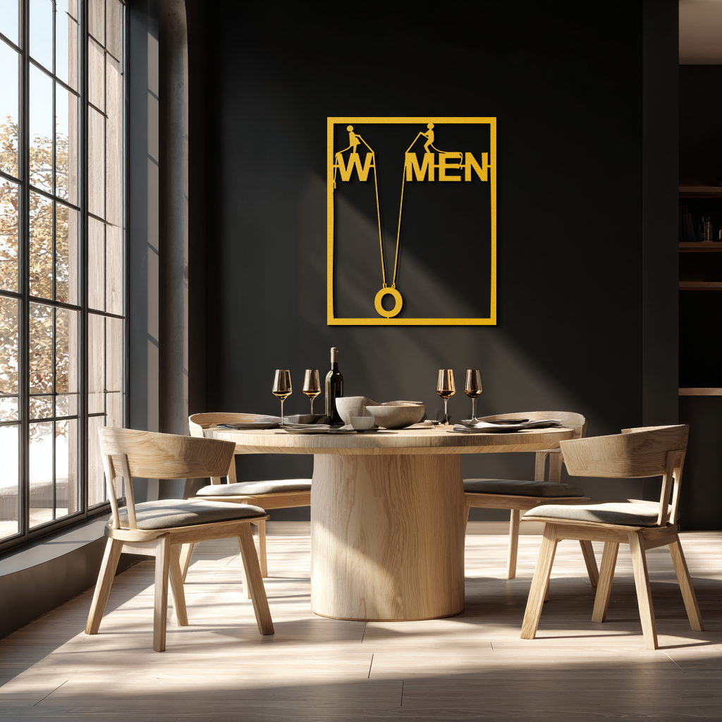 Minimalist "Women" Typography Metal Wall Art – Modern Black Statement Piece- KAF529