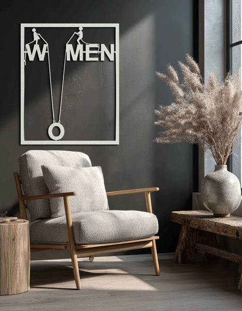 Load image into Gallery viewer, Minimalist "Women" Typography Metal Wall Art – Modern Black Statement Piece- KAF529