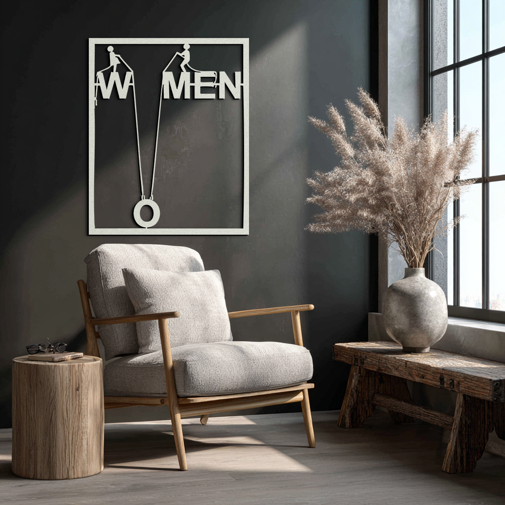 Minimalist "Women" Typography Metal Wall Art – Modern Black Statement Piece- KAF529