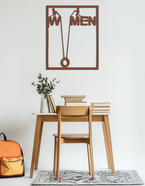 Load image into Gallery viewer, Minimalist "Women" Typography Metal Wall Art – Modern Black Statement Piece- KAF529