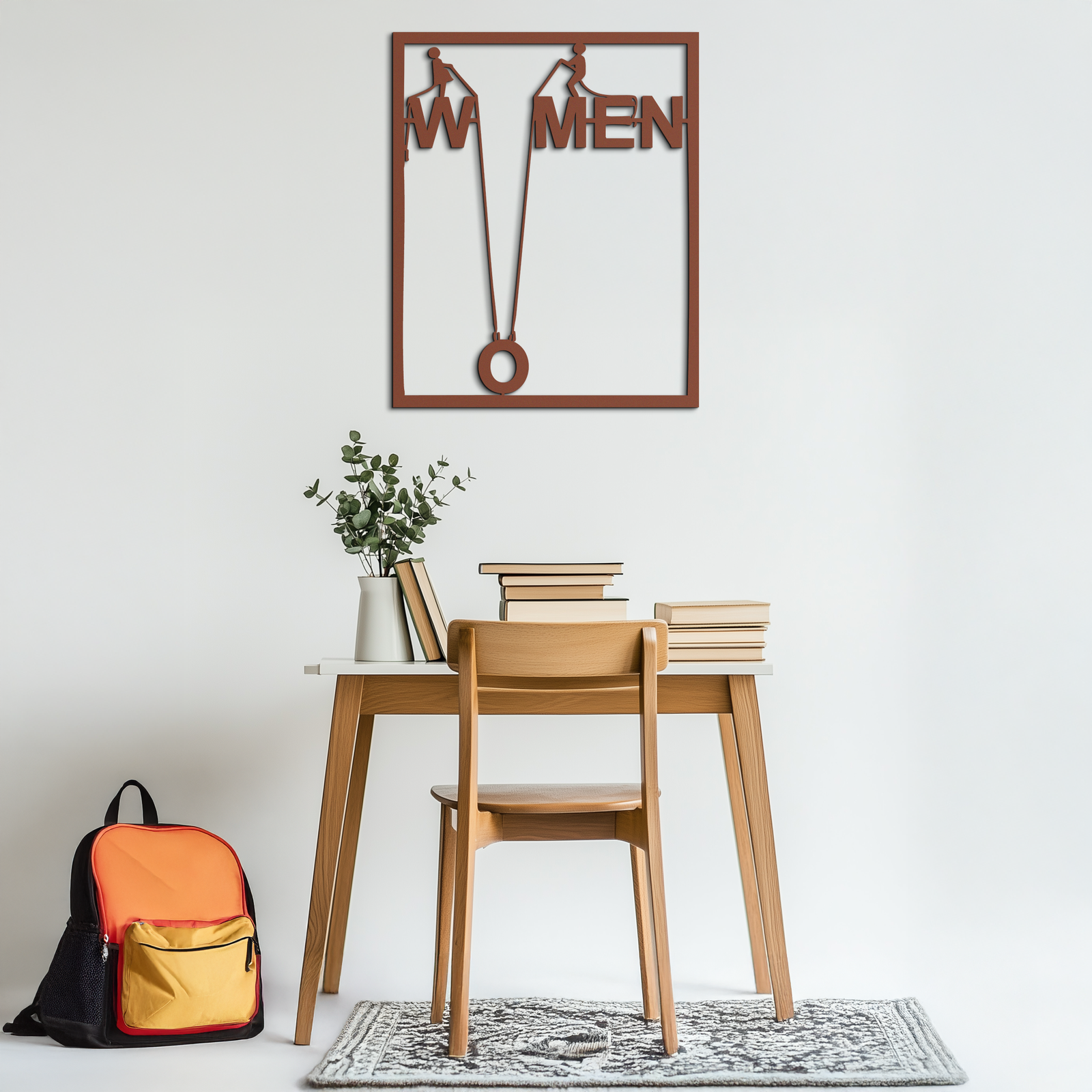 Minimalist "Women" Typography Metal Wall Art – Modern Black Statement Piece- KAF529