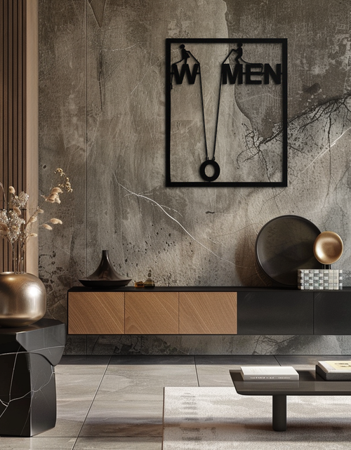 Load image into Gallery viewer, Minimalist "Women" Typography Metal Wall Art – Modern Black Statement Piece- KAF529