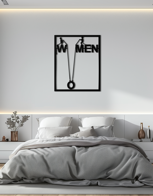 Load image into Gallery viewer, Minimalist "Women" Typography Metal Wall Art – Modern Black Statement Piece- KAF529