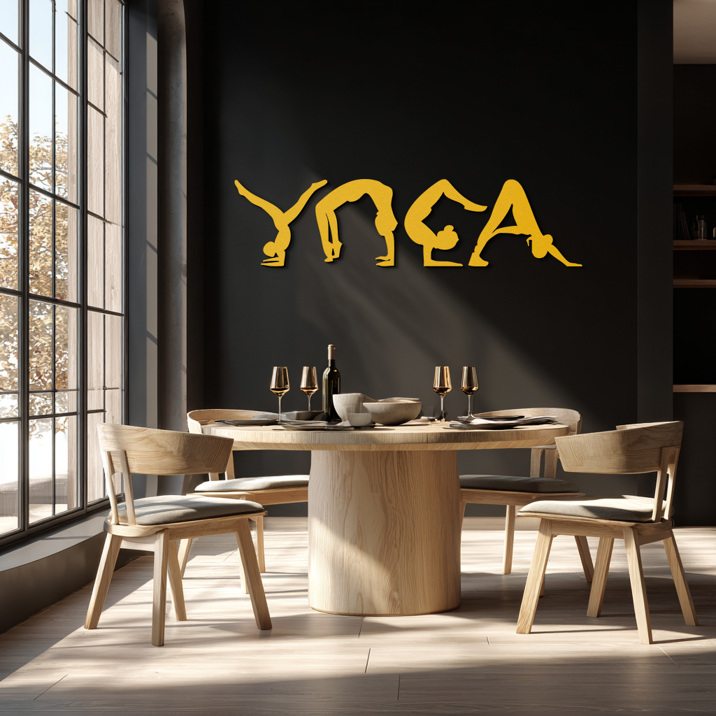 Yoga Pose Silhouette Metal Wall Art – Modern Fitness Home Decor- KAF530