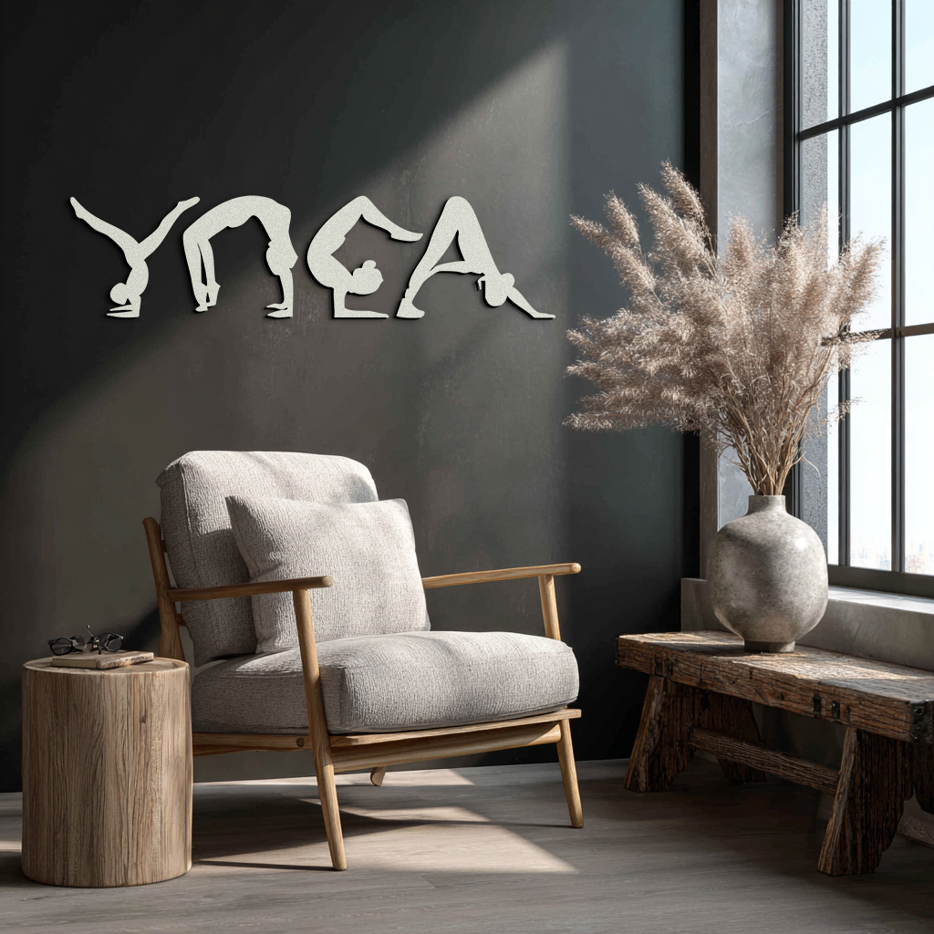Yoga Pose Silhouette Metal Wall Art – Modern Fitness Home Decor- KAF530