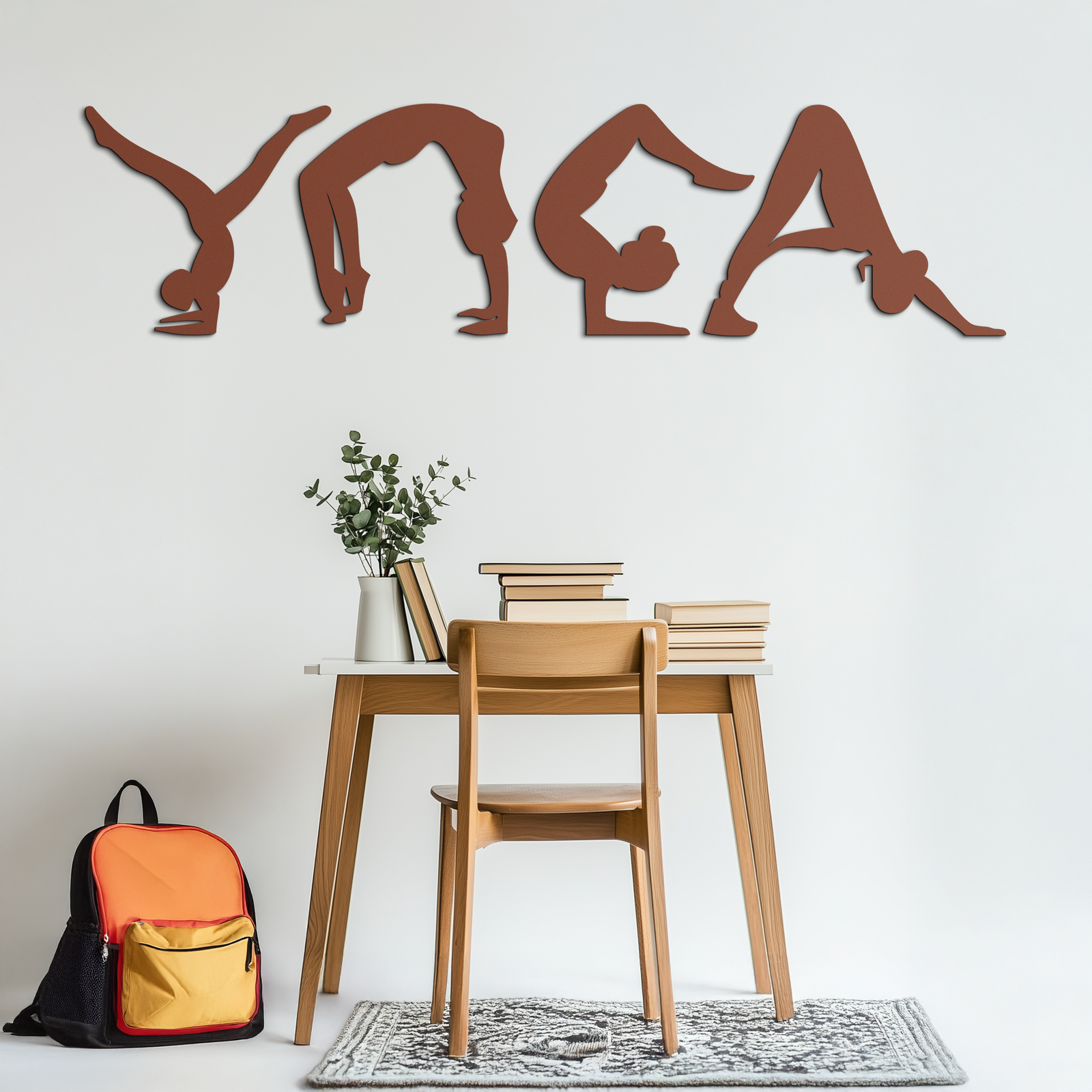 Yoga Pose Silhouette Metal Wall Art – Modern Fitness Home Decor- KAF530