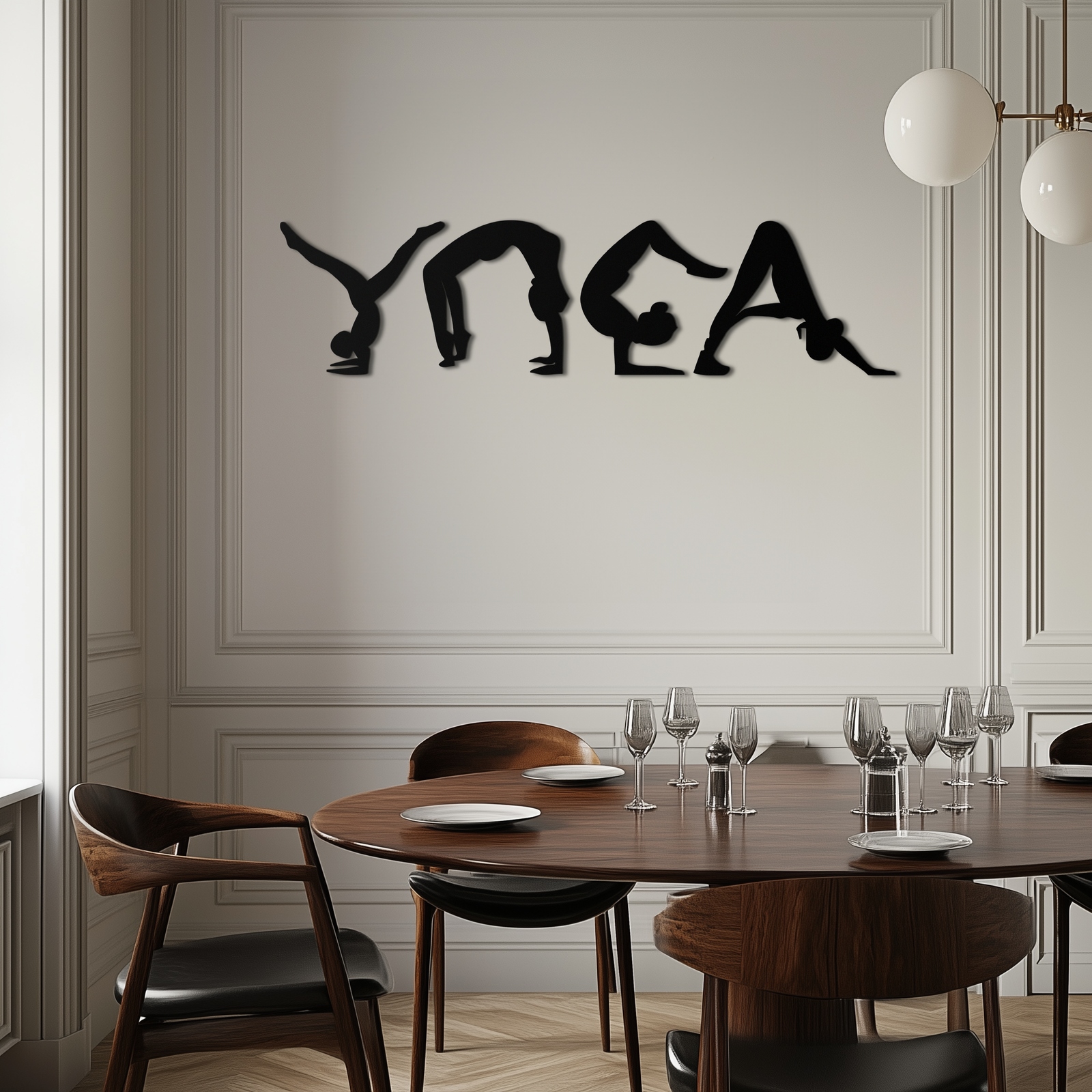 Yoga Pose Silhouette Metal Wall Art – Modern Fitness Home Decor- KAF530