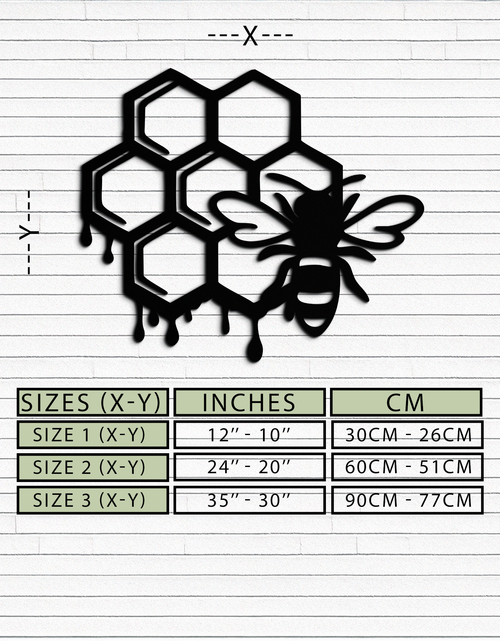 Load image into Gallery viewer, Honeybee and Honeycomb Silhouette Metal Wall Art – Modern Bee Home Decor- KAF543