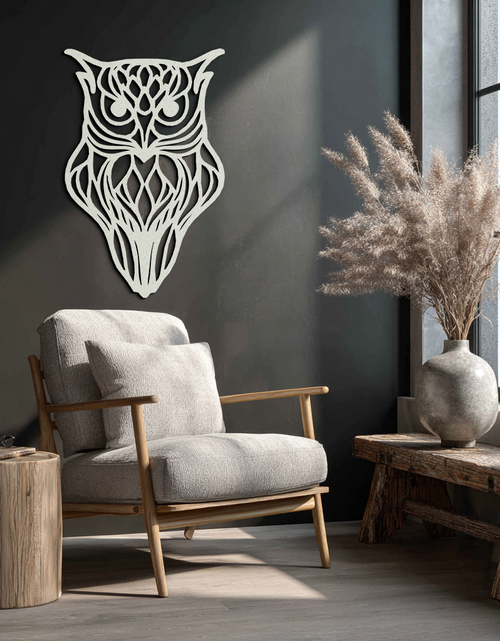 Load image into Gallery viewer, Artistic Owl Silhouette Metal Wall Art – Intricate Black Animal Decor- KAF546