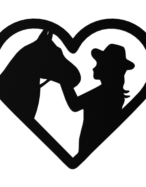 Load image into Gallery viewer, Girl and Horse Silhouette Heart Metal Wall Art – Farmhouse Horse Lover Gift- KAF548