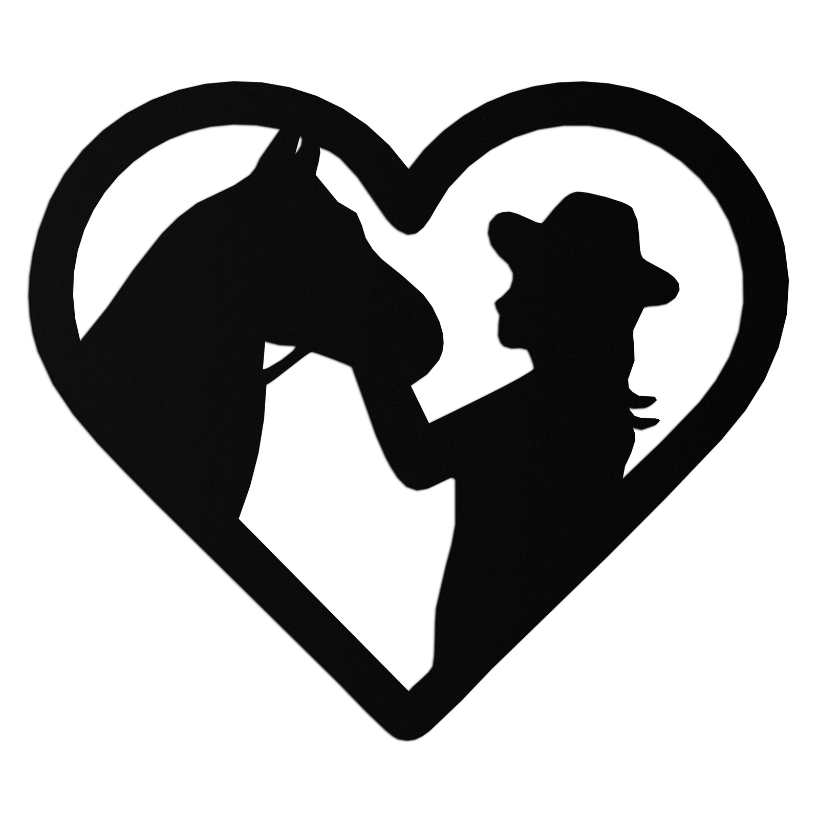 Girl and Horse Silhouette Heart Metal Wall Art – Farmhouse Horse Lover Gift- KAF548