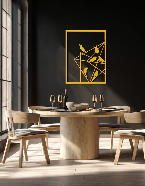 Load image into Gallery viewer, Geometric Birds Gathering Metal Wall Art – Modern Minimalist Black Wall Decor- KAF549