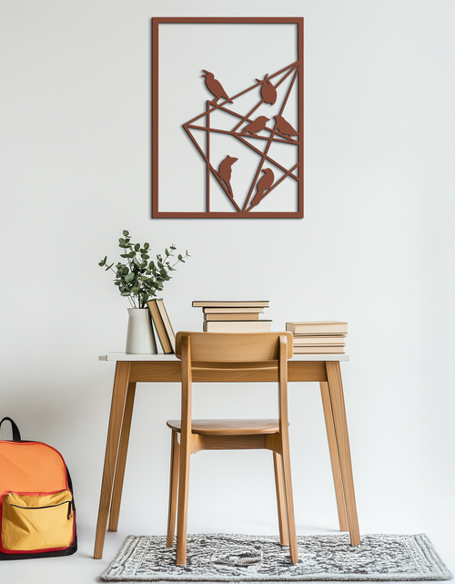 Load image into Gallery viewer, Geometric Birds Gathering Metal Wall Art – Modern Minimalist Black Wall Decor- KAF549