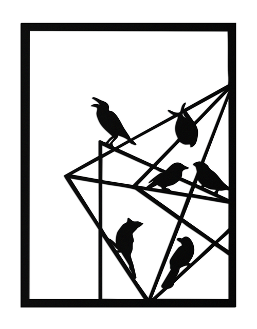 Load image into Gallery viewer, Geometric Birds Gathering Metal Wall Art – Modern Minimalist Black Wall Decor- KAF549
