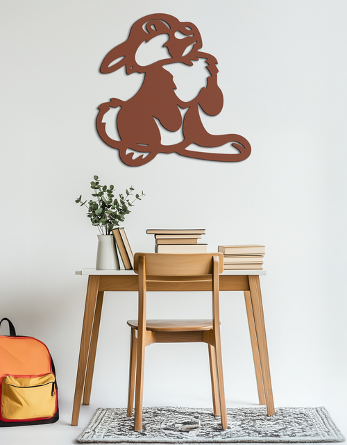 Load image into Gallery viewer, Cute Cartoon Bunny Metal Wall Art – Adorable Black Nursery Decor for Kids Room- KAF550