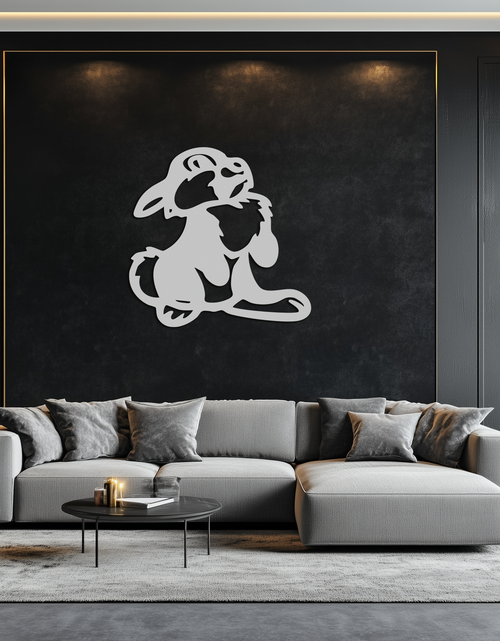 Load image into Gallery viewer, Cute Cartoon Bunny Metal Wall Art – Adorable Black Nursery Decor for Kids Room- KAF550