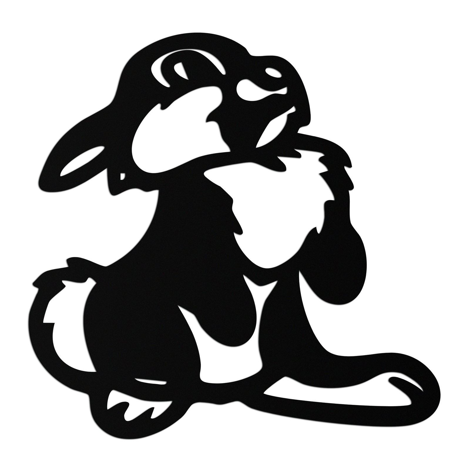 Cute Cartoon Bunny Metal Wall Art – Adorable Black Nursery Decor for Kids Room- KAF550