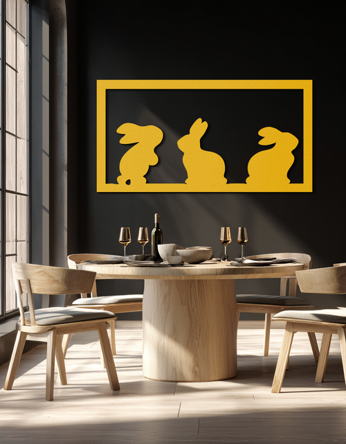 Load image into Gallery viewer, Three Bunny Silhouette Metal Wall Art – Minimalist Black Animal Decor for Nursery and Home- KAF551