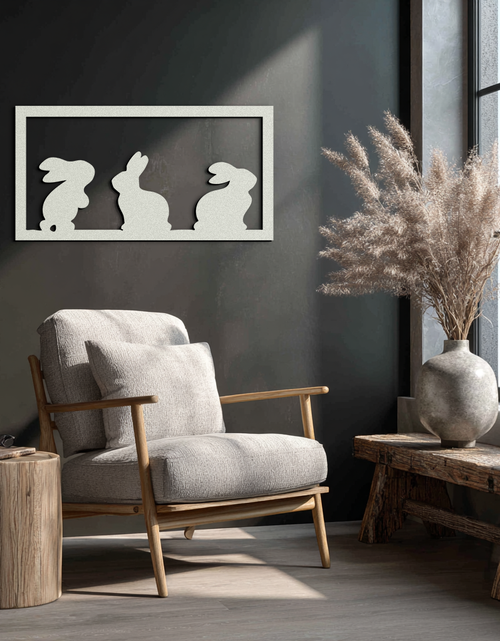Load image into Gallery viewer, Three Bunny Silhouette Metal Wall Art – Minimalist Black Animal Decor for Nursery and Home- KAF551